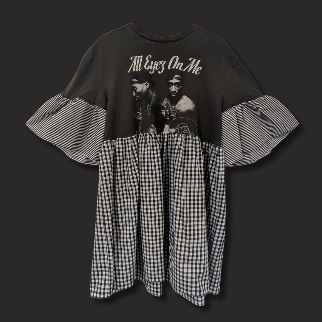Tupac - Black & White Contrast Sleeve Smock Dress (L/XL)