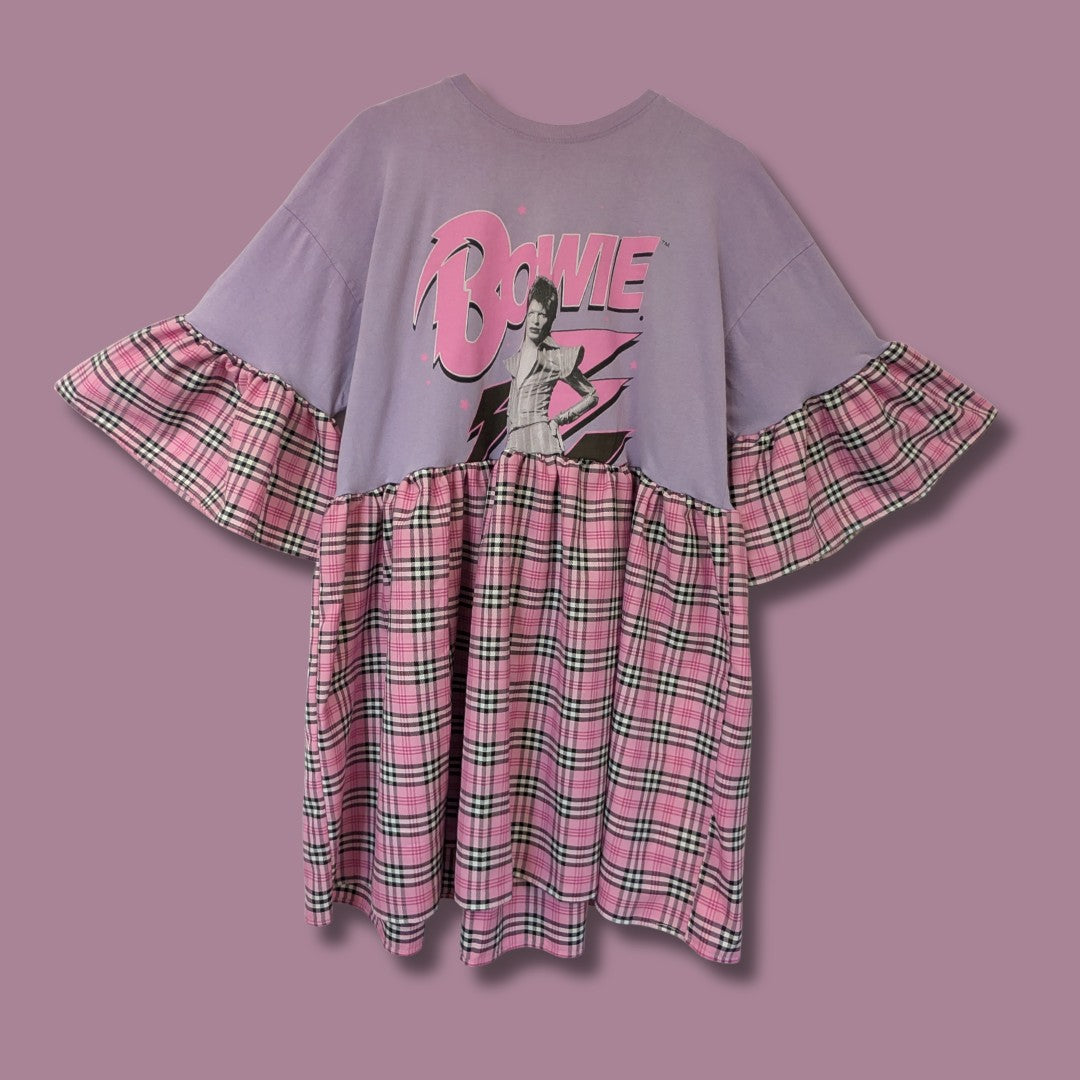 David Bowie - Bubblegum Pink Tartan Smock Dress (2XL)