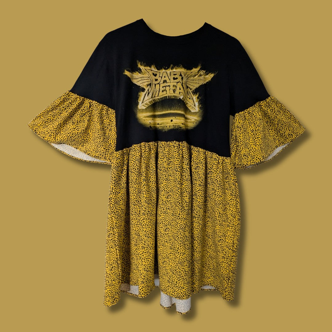 Baby Metal - Yellow Cheetah Print Smock Dress (L)