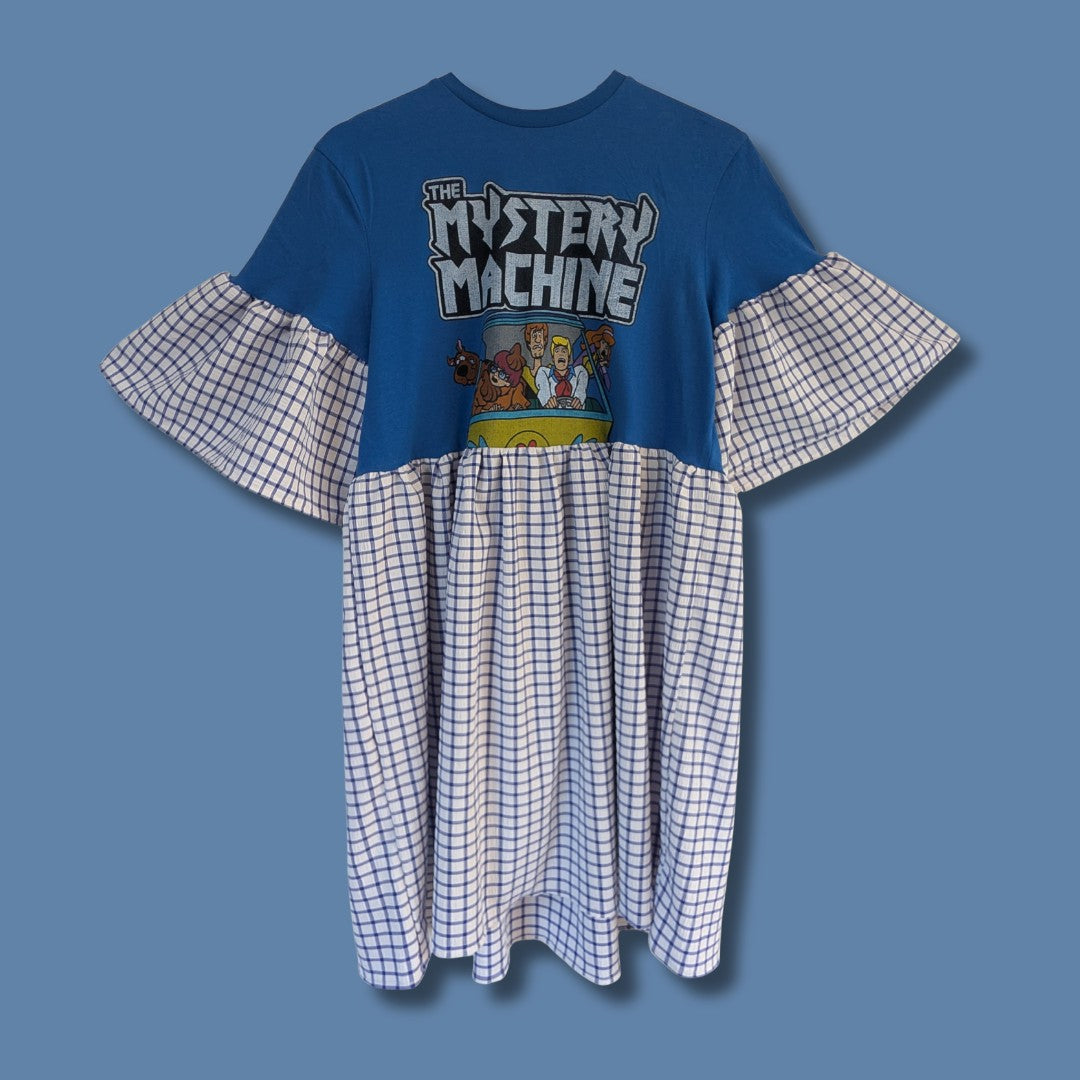 Scooby Doo - Blue & White Grid Print Smock Dress (M)