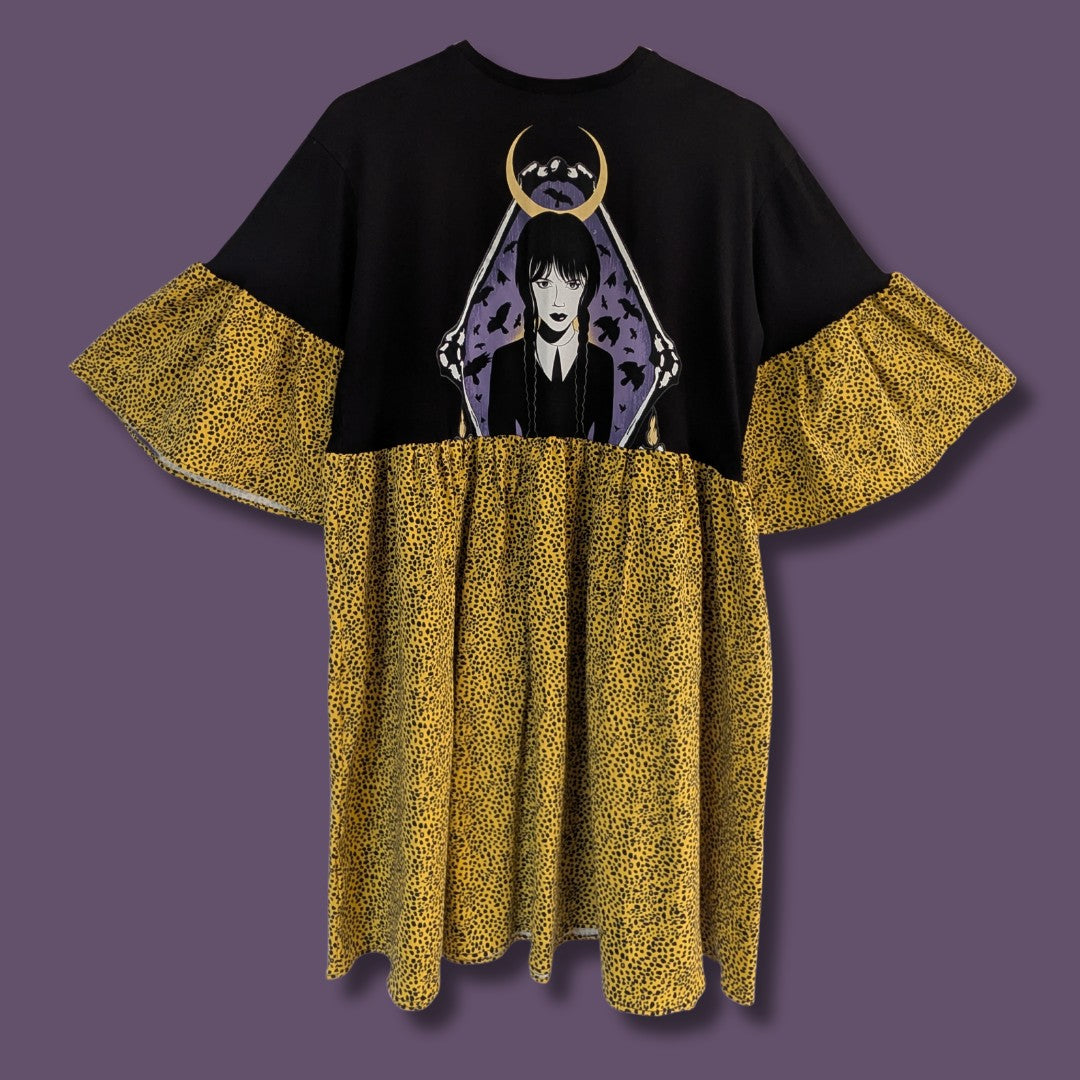Wednesday Addams - Yellow Cheetah Print Smock Dress (L)