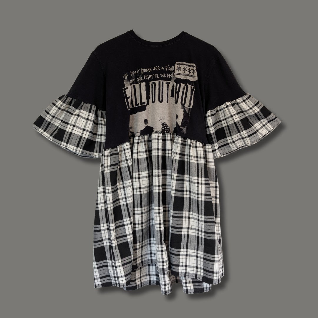 Fall Out Boy - Black & White Tartan Smock Dress (L)