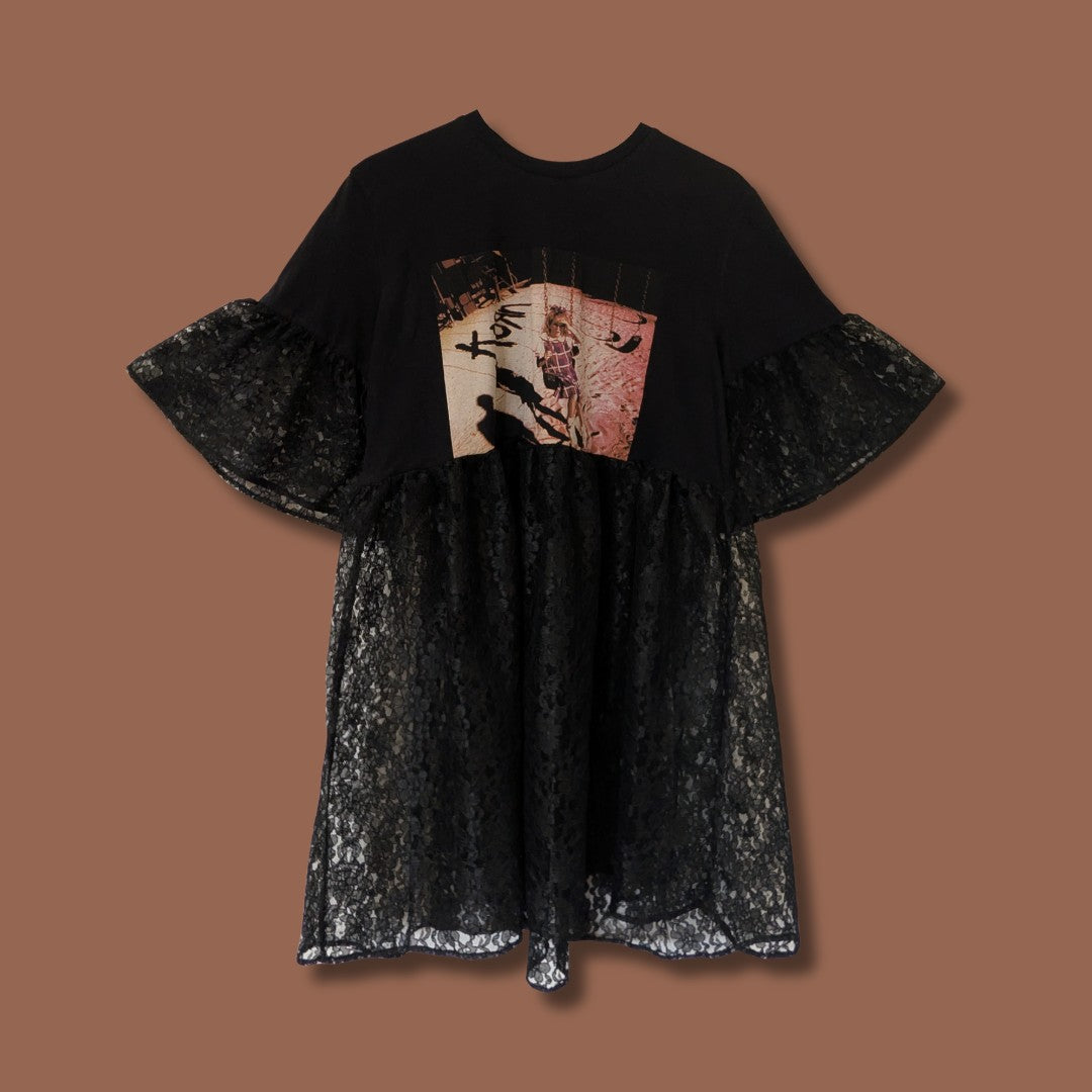 Korn - Black Lace Smock Dress (L)