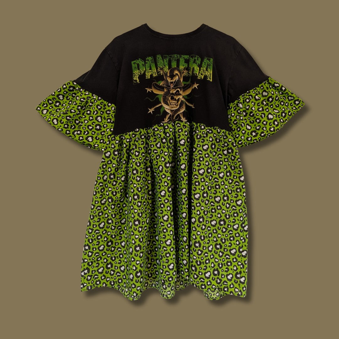 Pantera - Green Leopard Print Smock Dress (L)