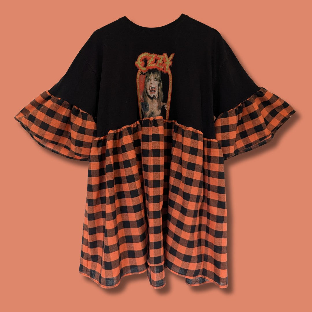 Ozzy Osbourne - Black & Orange Check Smock Dress (XL/2XL)