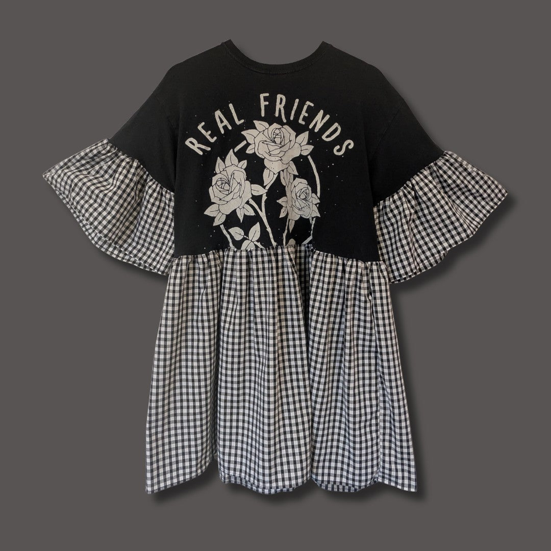 Real Friends - Black Gingham Smock Dress (L)