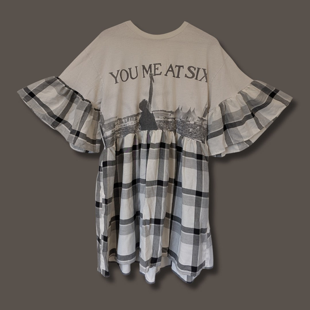 You Me at Six - White & Grey Tartan Smock Dress (XL)