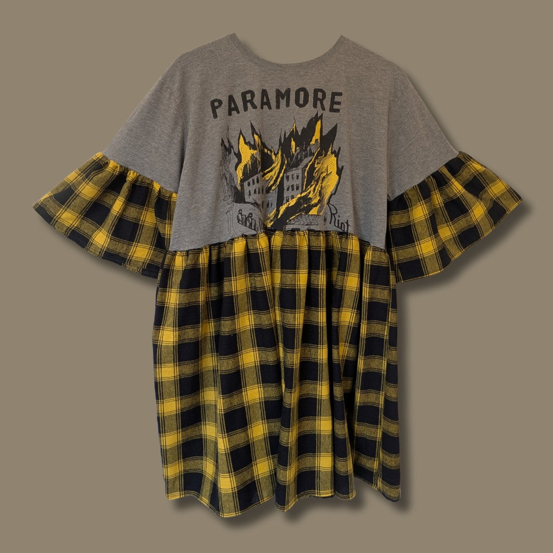 Paramore - Black & Yellow Tartan Smock Dress (L)
