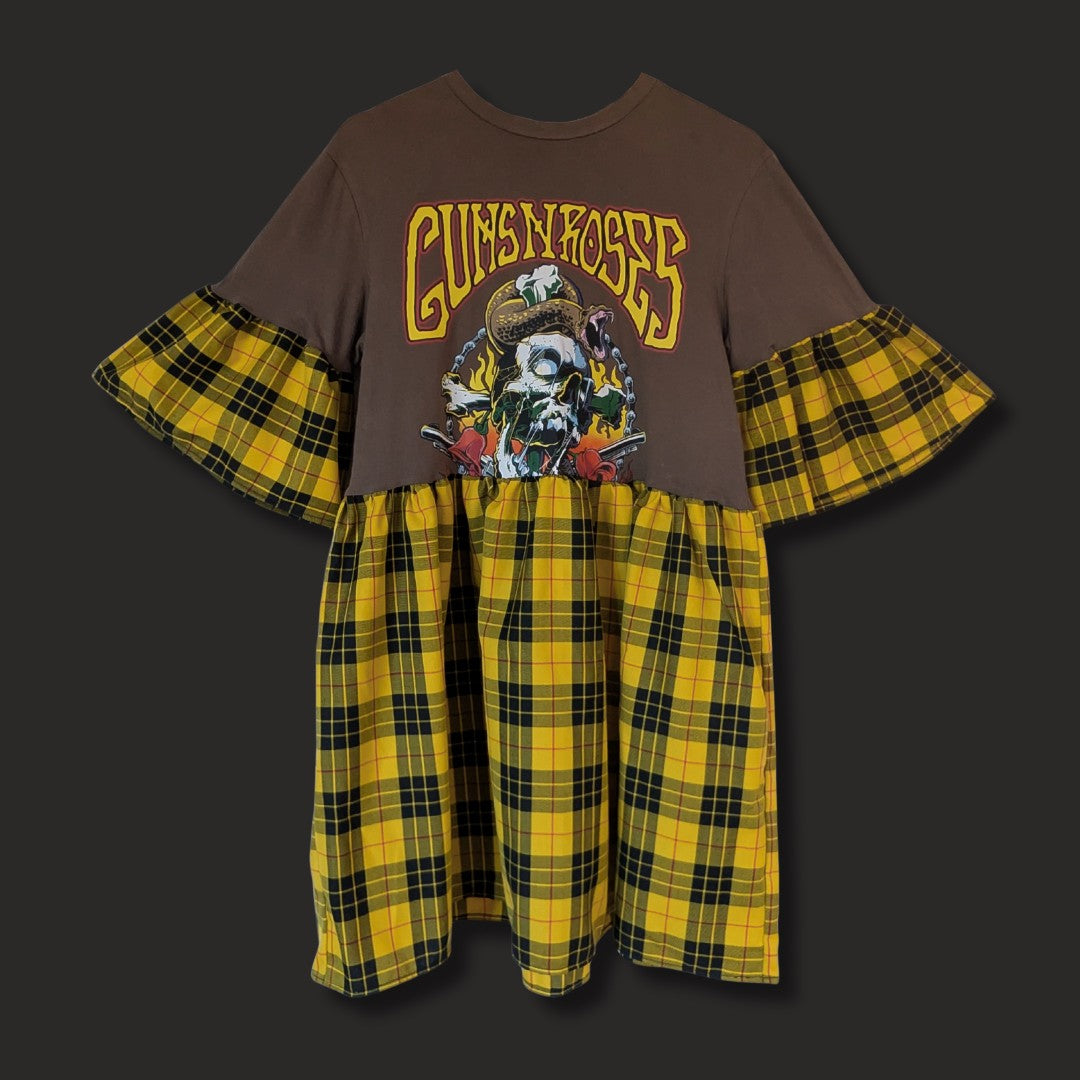 Guns n' Roses - Yellow Tartan Smock Dress (M)