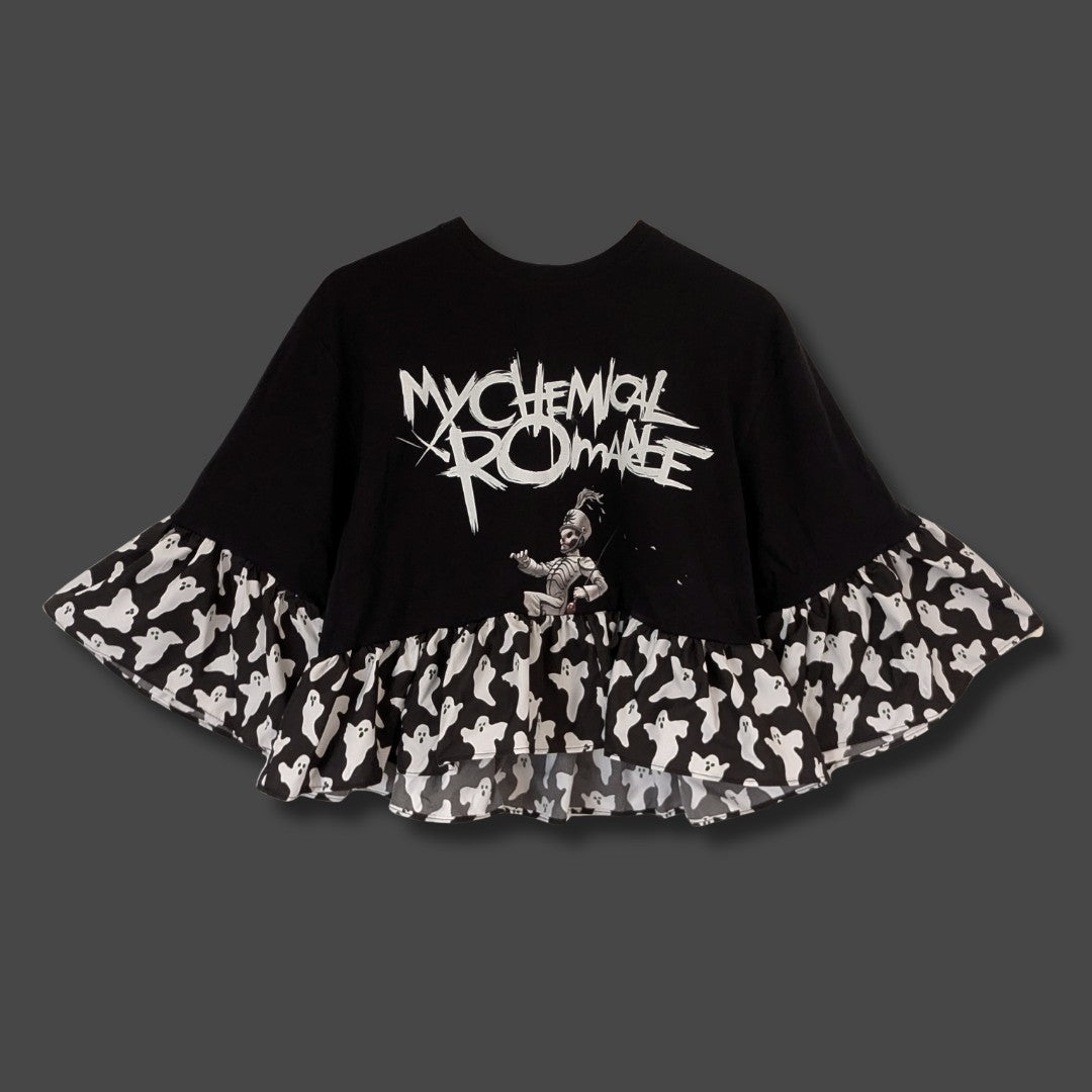 My Chemical Romance - Black & White Ghost Print Smock Top (M)