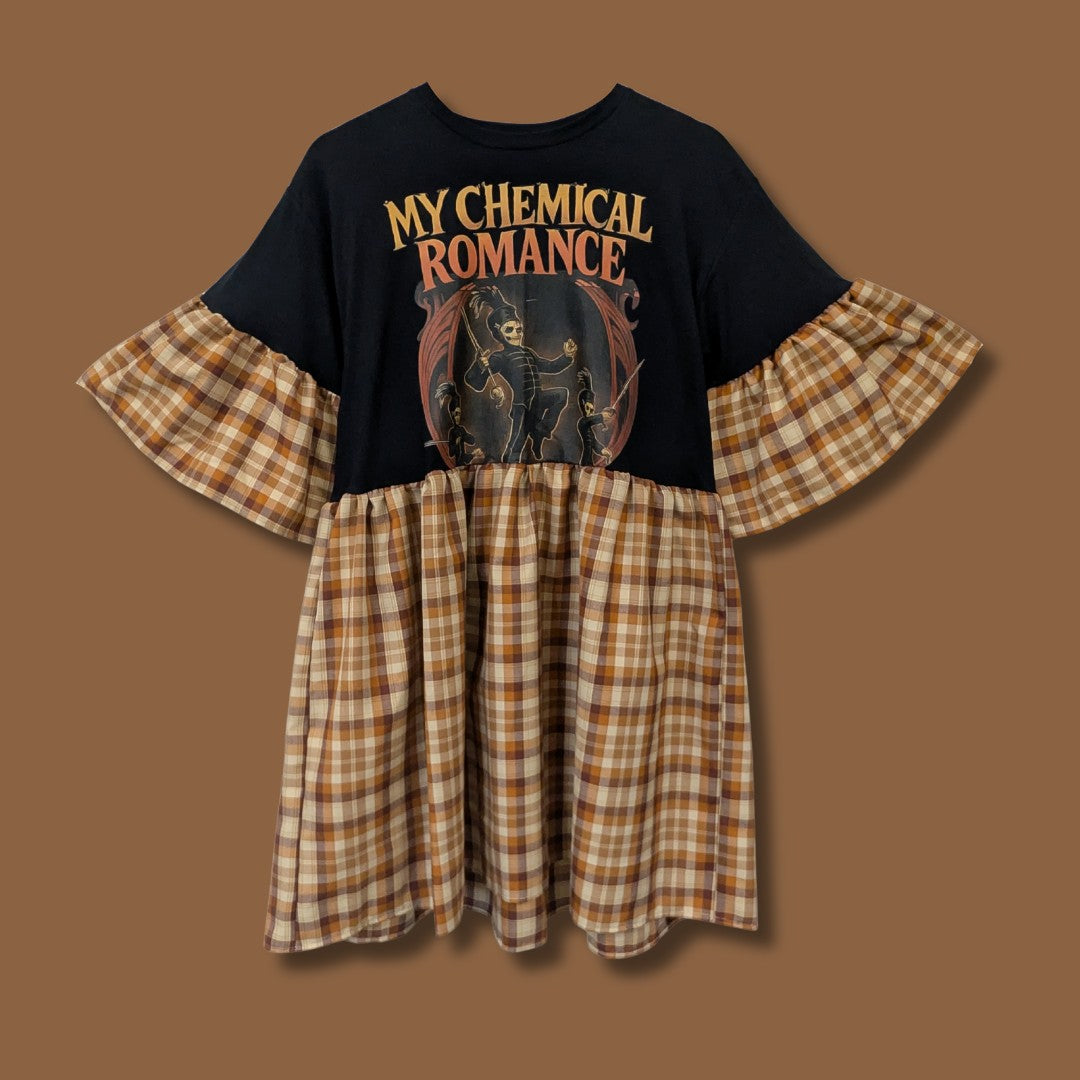 My Chemical Romance - Caramel Tartan Smock Dress (M)