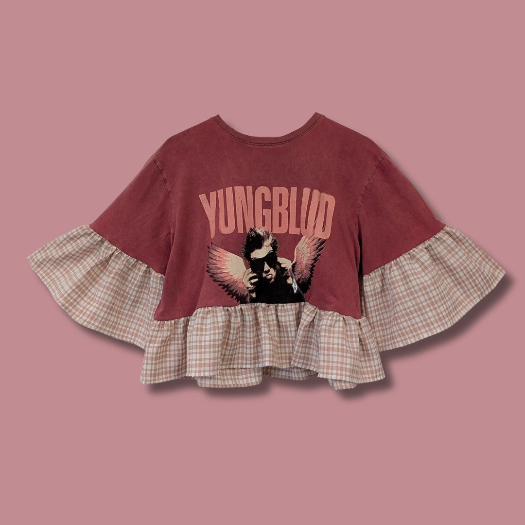 Yungblud - Dusty Pink Tartan Smock Top (L)