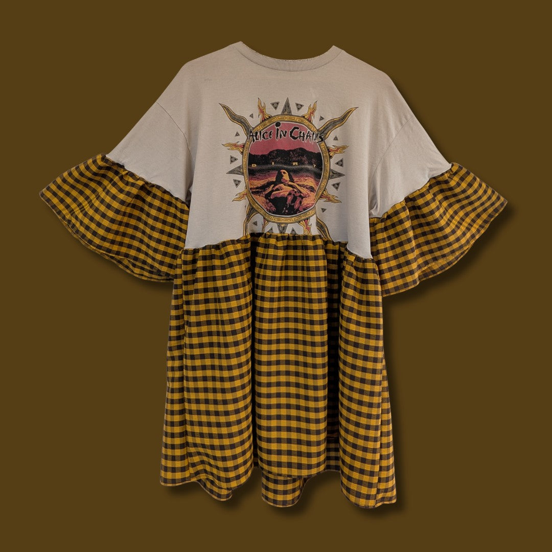 Alice in Chains - Black & Yellow Gingham Smock Dress (XL)