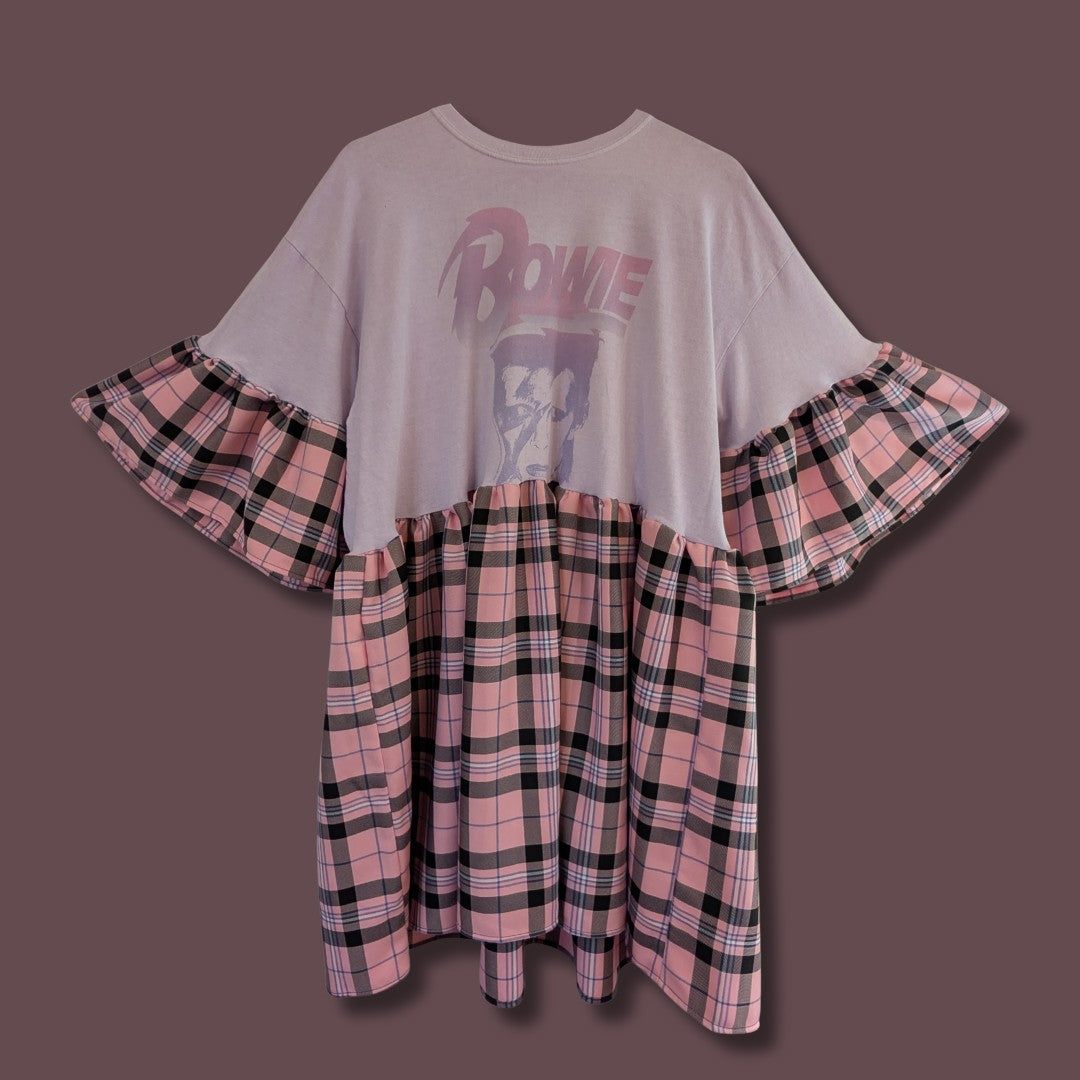 David Bowie - Pink & Blue Tartan Smock Dress (2XL)