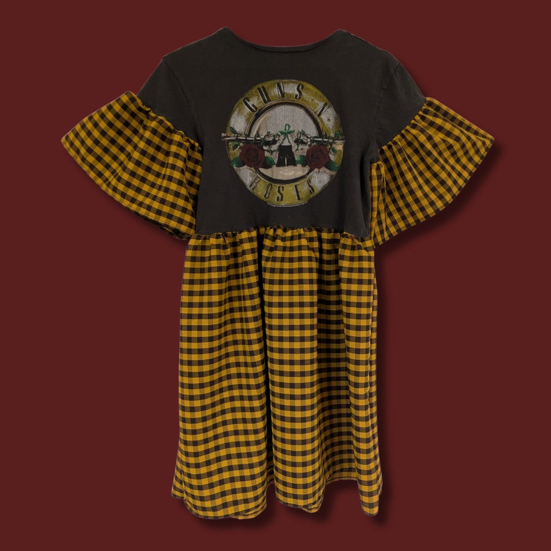 Guns n' Roses - Black & Yellow Gingham Smock Dress (XS/S)