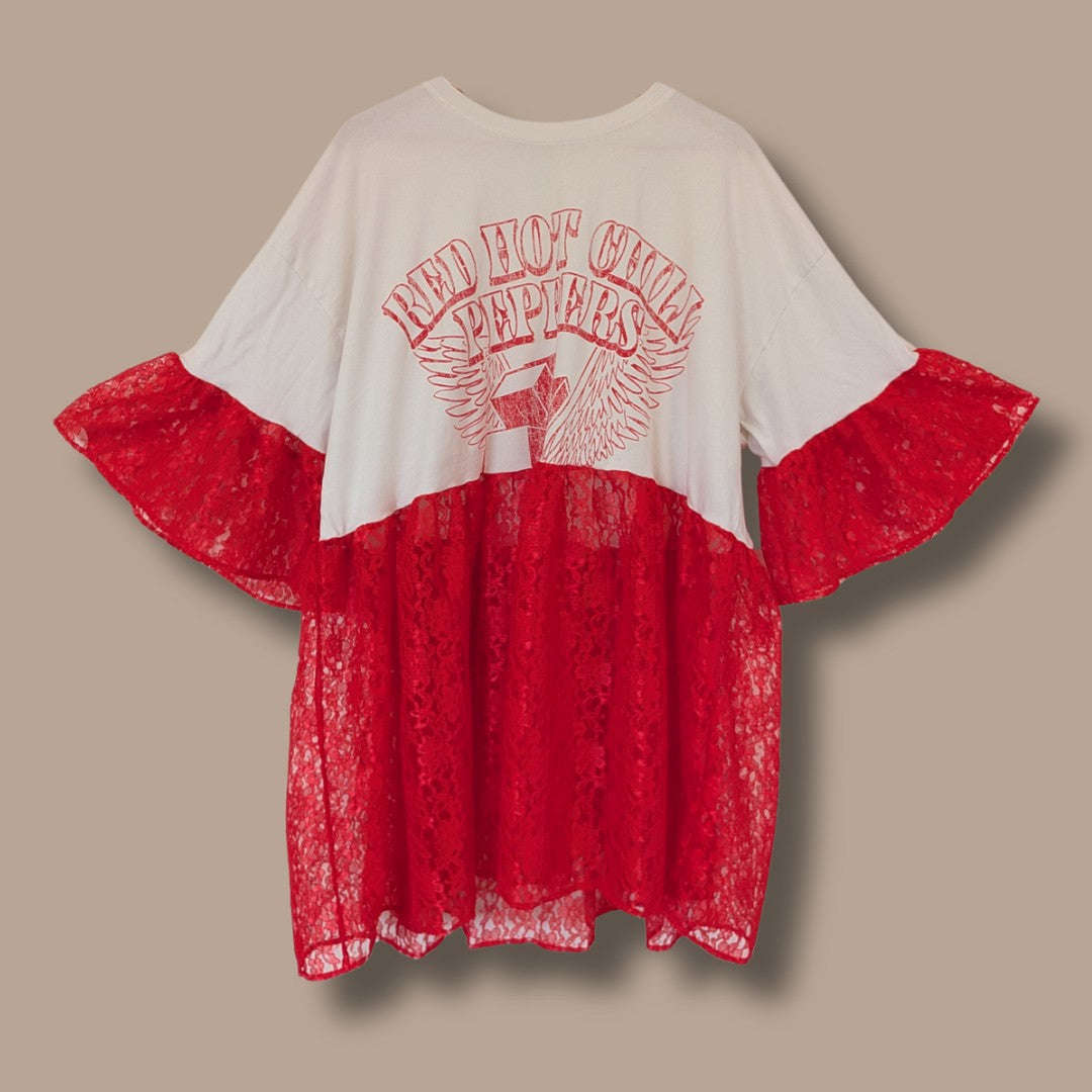 Red Hot Chilli Peppers - Red Lace Check Smock Dress (3XL)