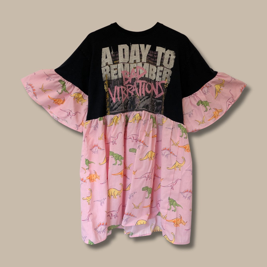 A Day To Remember - Pink Dinosaur Print Smock Dress (L)