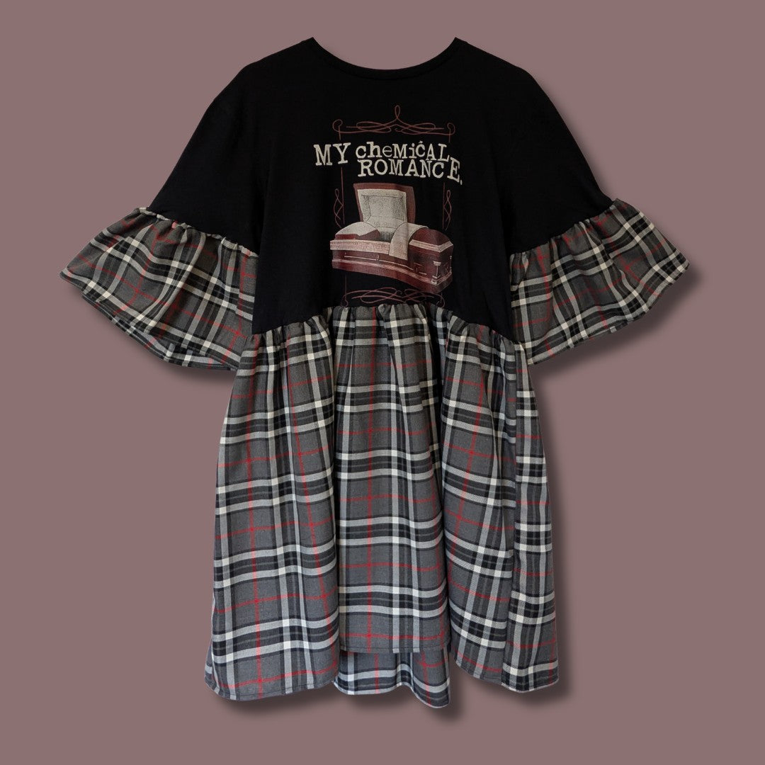 My Chemical Romance - Grey & Red Tartan Smock Dress (M)
