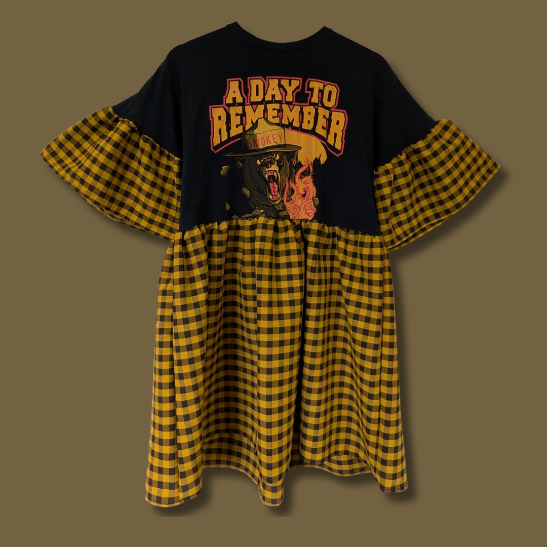 A Day To Remember - Yellow & Black Gingham Smock Dress (M)
