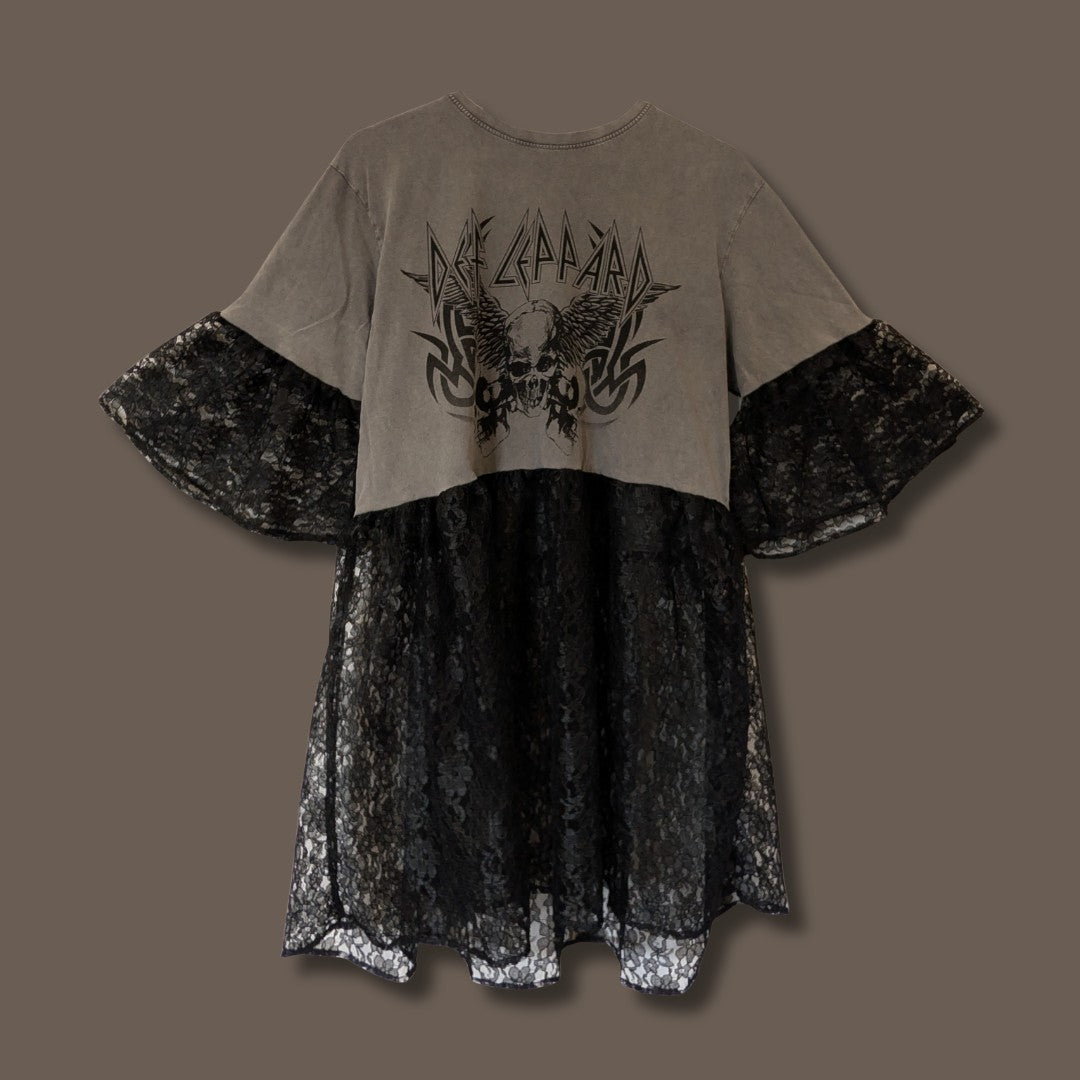 Def Leppard - Black Lace Smock Dress (L)