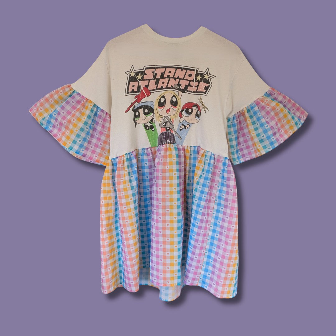 Stand Atlantic - Rainbow Heart Gingham Smock Dress (M)
