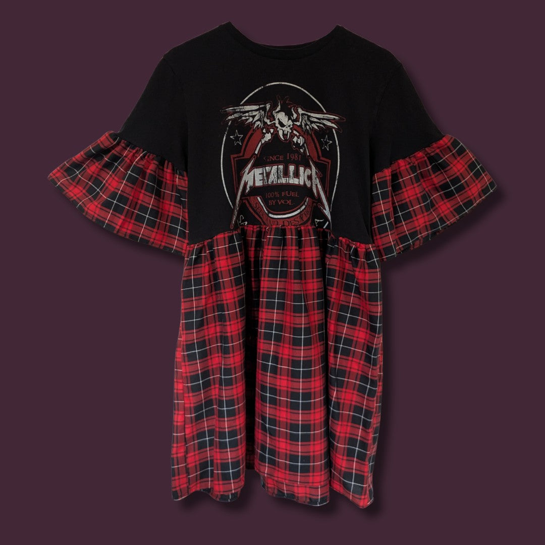 Metallica - Black & Red Tartan Smock Dress (M)