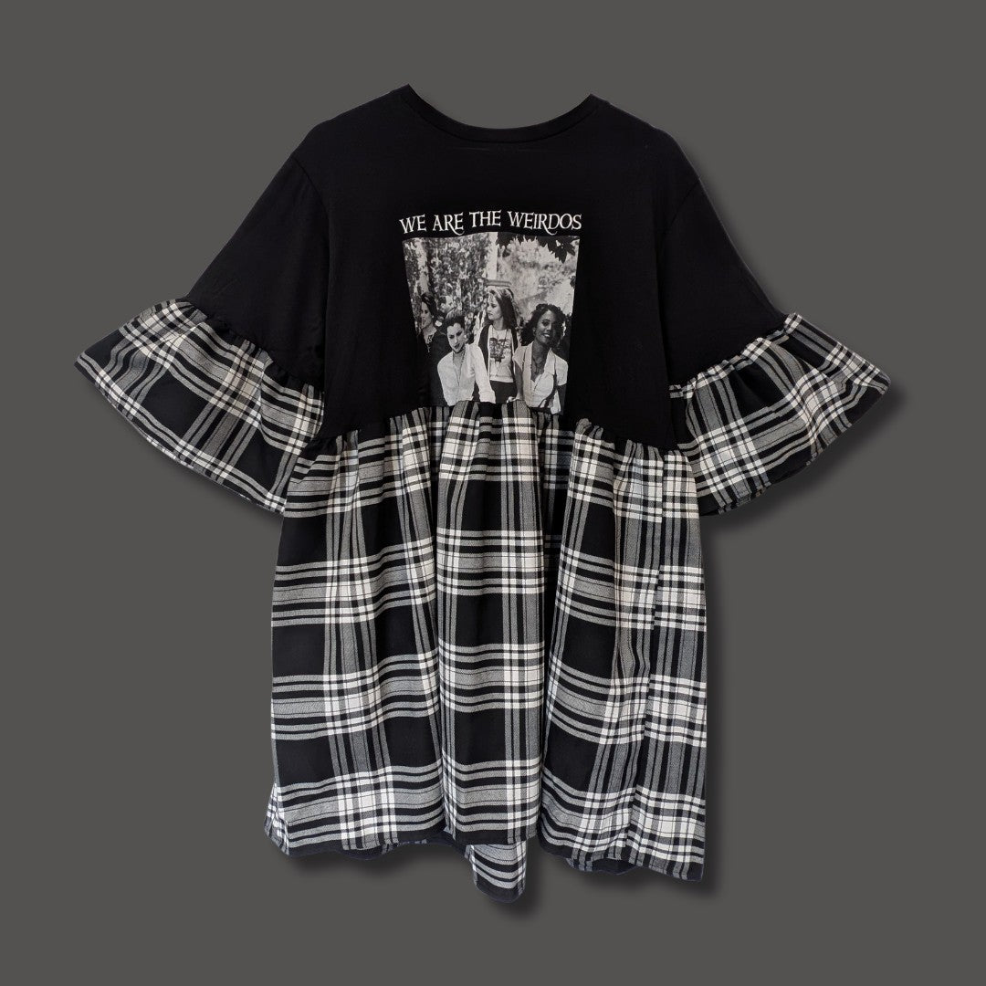 The Craft - Black & White Tartan Smock Dress (L)