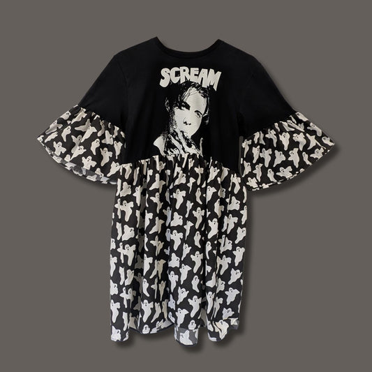 Scream - Black & White Ghost Print Smock Dress (S)