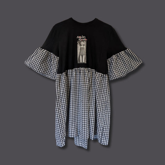 Squid Games - Black & White Gingham Smock Dress (M)