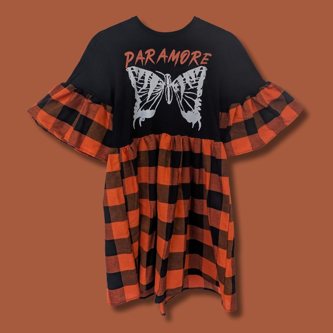Paramore - Black & Orange Check Smock Dress (S)