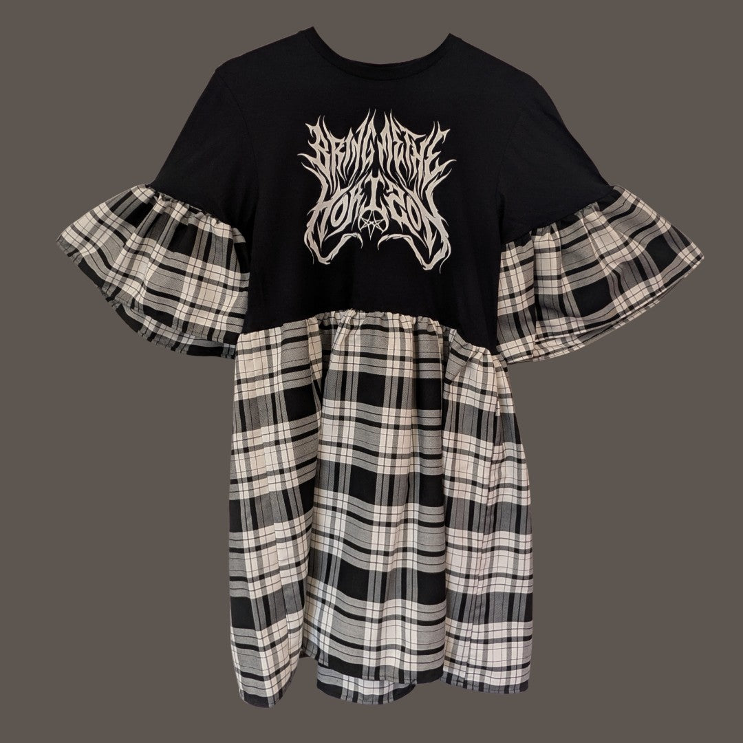 Bring Me The Horizon - Black & White Tartan Smock Dress (S)