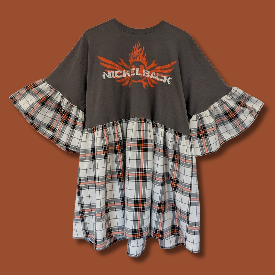 Nickelback - White & Orange Tartan Smock Dress (2XL)