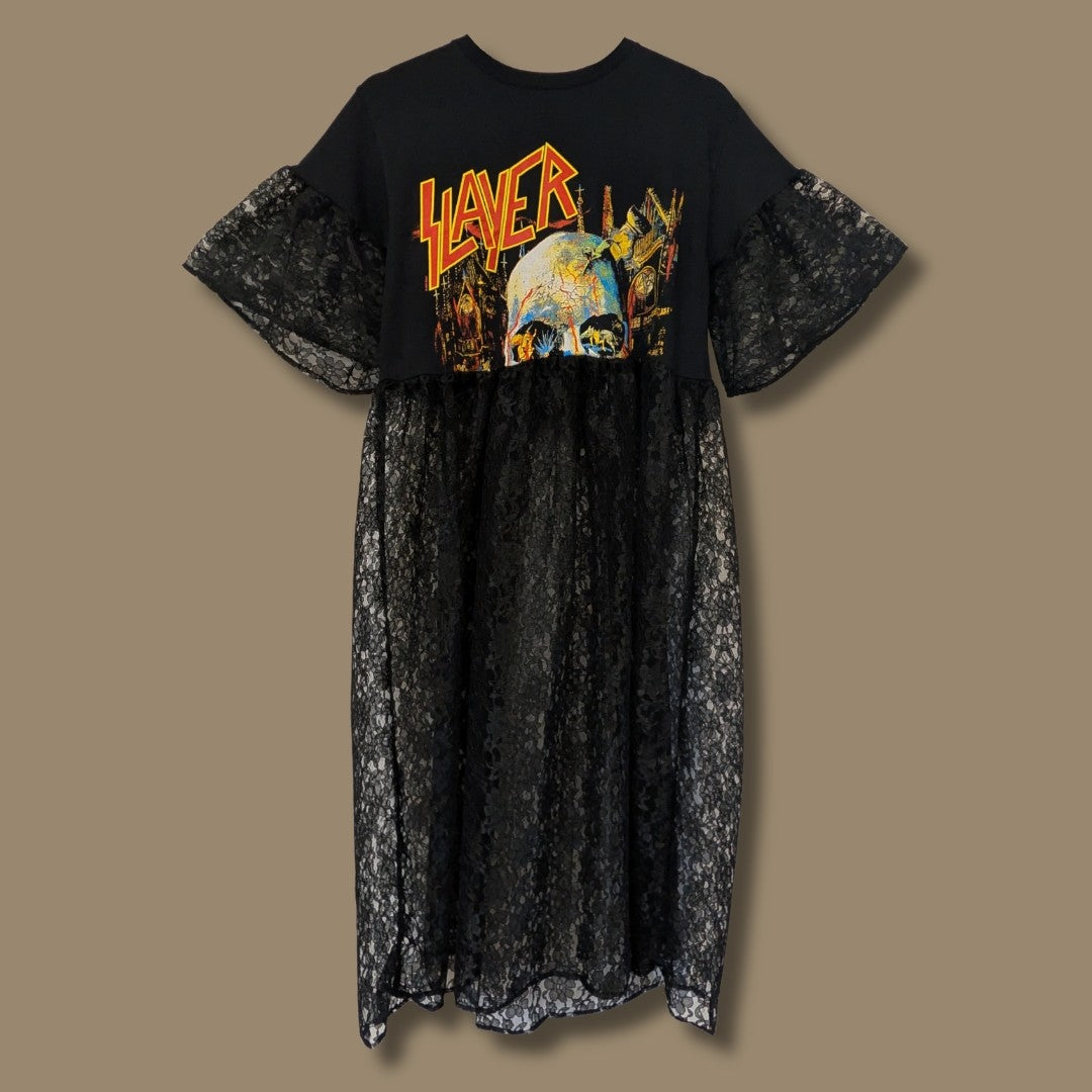 Slayer - Black Lace Midi Smock Dress (S)