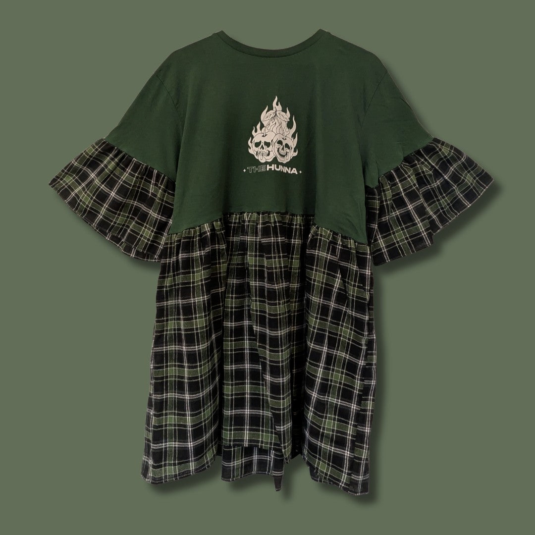 The Hunna - Black & Green Tartan Smock Dress (XL)