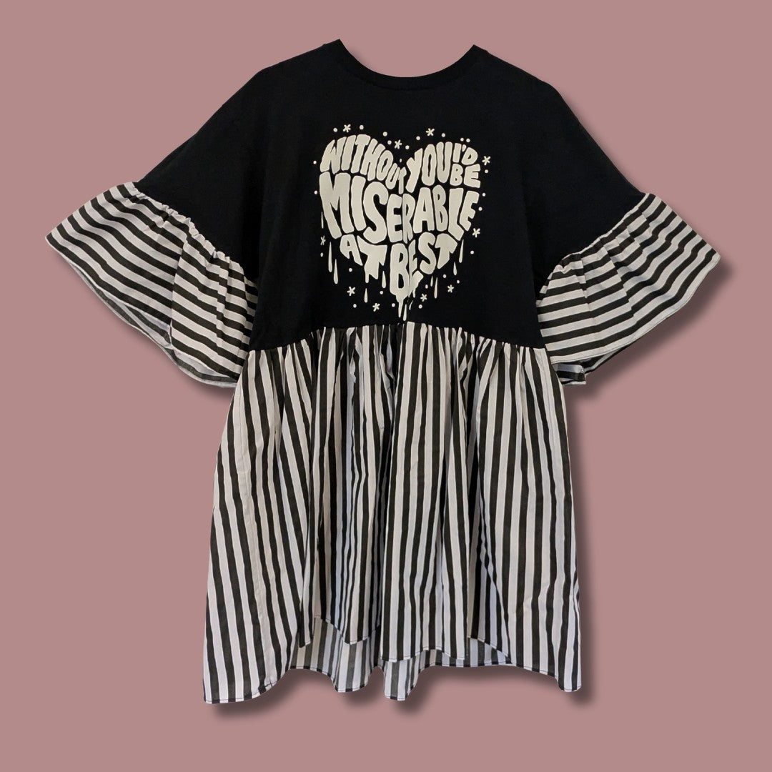 Mayday Parade - Black & White Stripe Smock Dress (M)