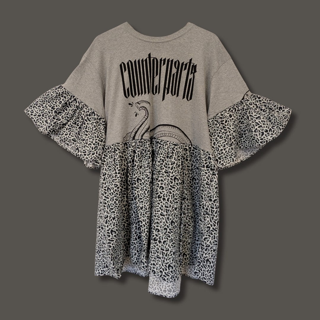 Counterparts - Grey Leopard Print Smock Dress (L)