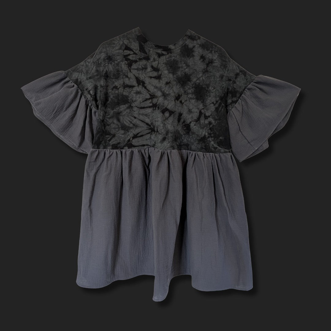 Indigo Blue Tie Dye - Smock Dress (M)