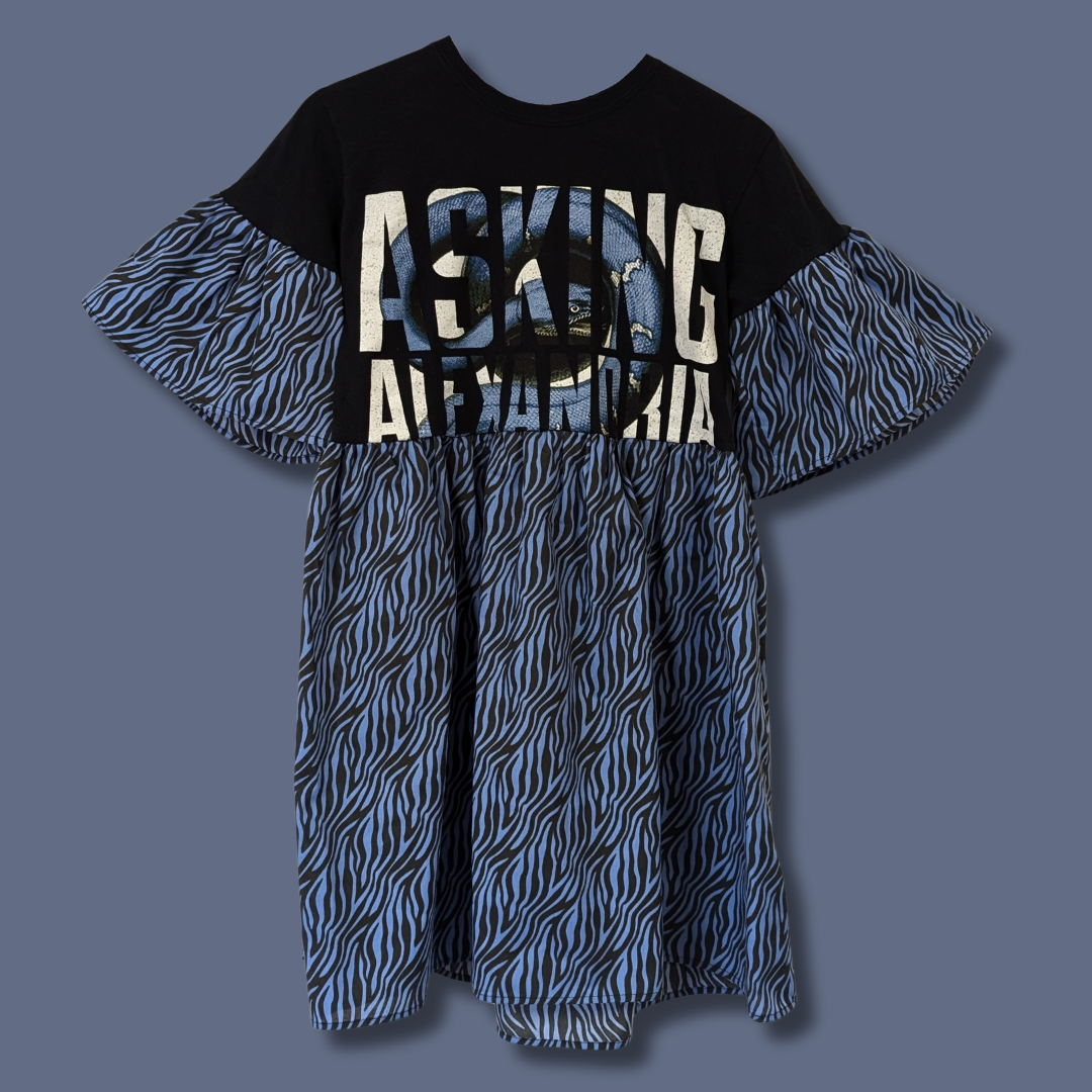 Asking Alexandria - Blue Zebra Print Smock Dress (S)