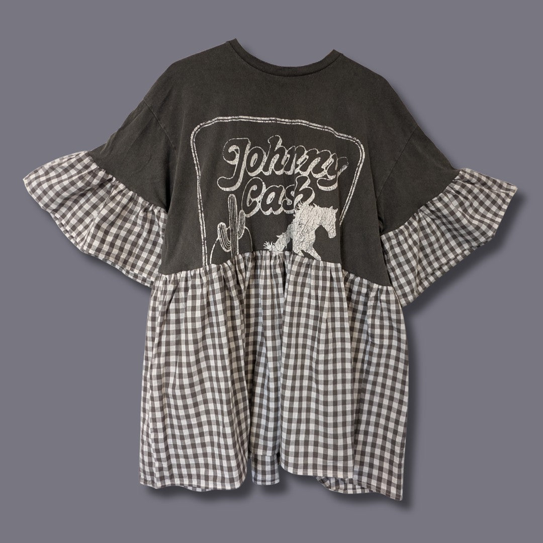 Johnny Cash - Grey Gingham Smock Dress (XL)