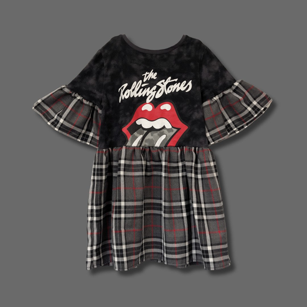 The Rolling Stones - Grey & Red Tartan Smock Dress (Age 5-7)