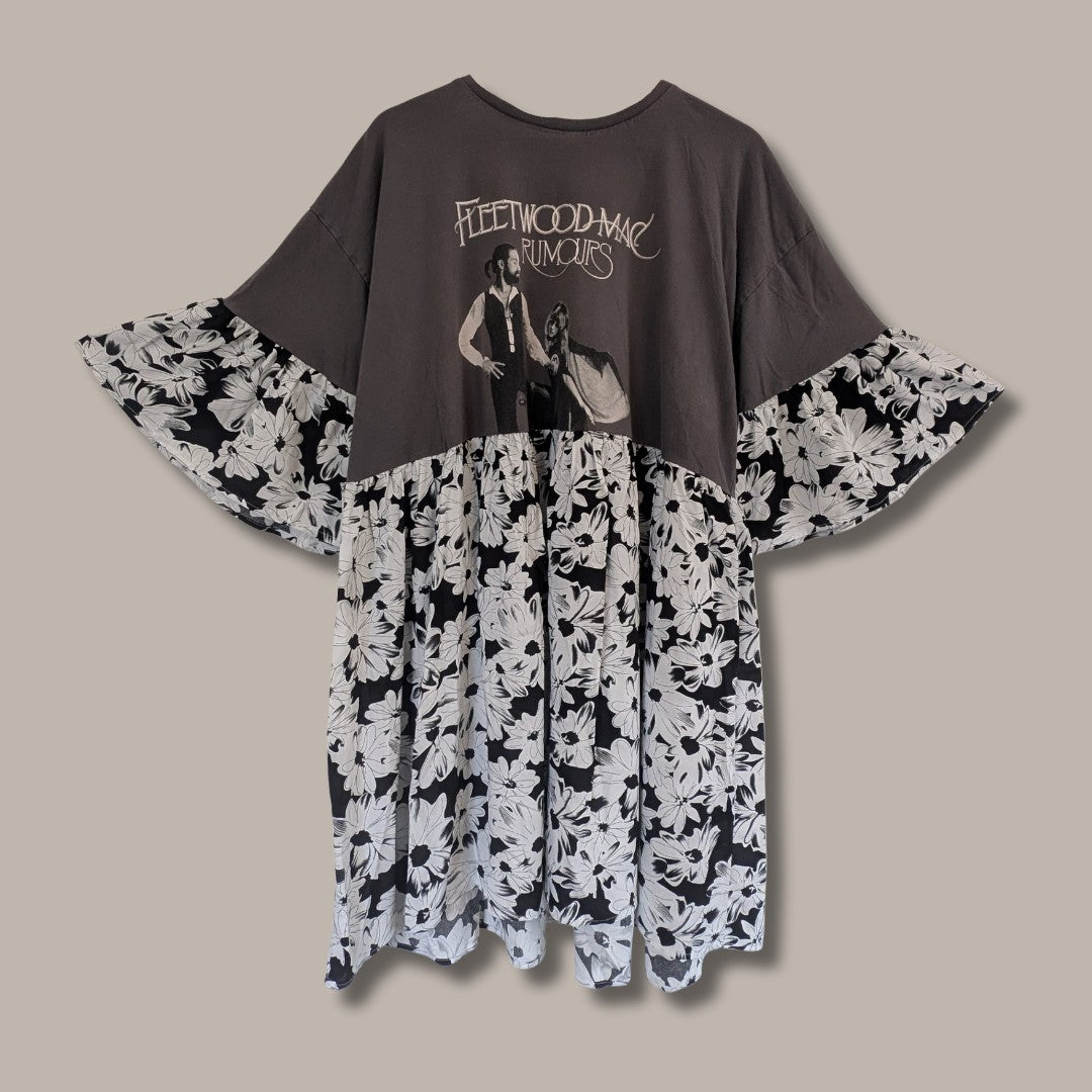 Fleetwood Mac - Black Floral Print Smock Dress (3XL)