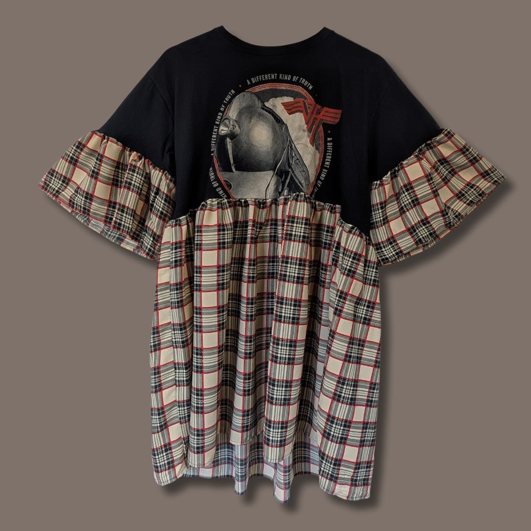 Van Halen - Cream & Black Tartan Smock Dress (M)