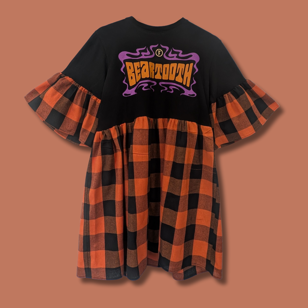 Beartooth - Black & Orange Checked Smock Dress (M)