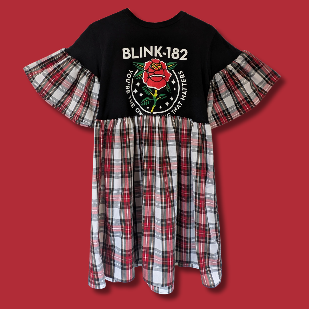 Blink-182 - Red & White Tartan Smock Dress (S)
