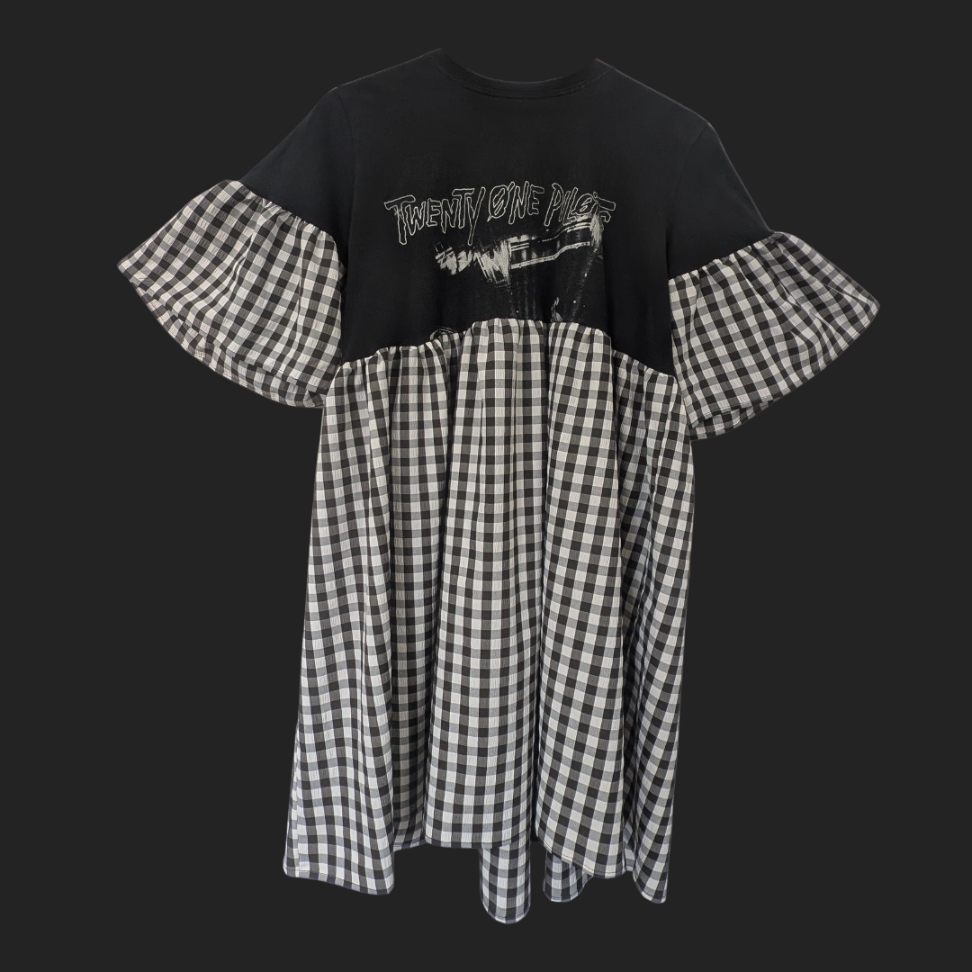 Twenty One Pilots - Black & White Gingham Smock Dress (M)