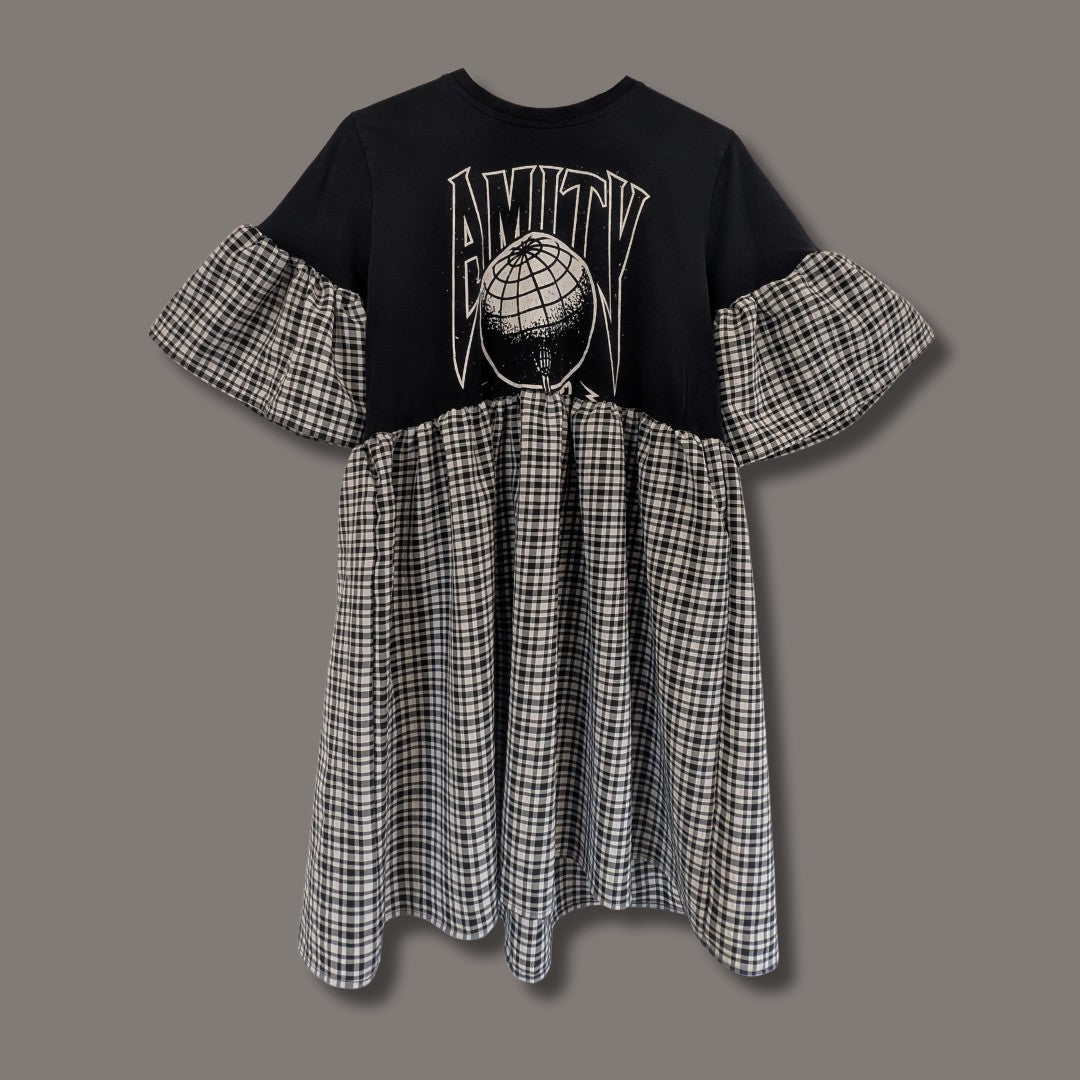 The Amity Affliction - Black and White Tartan Smock Dress (S/M)