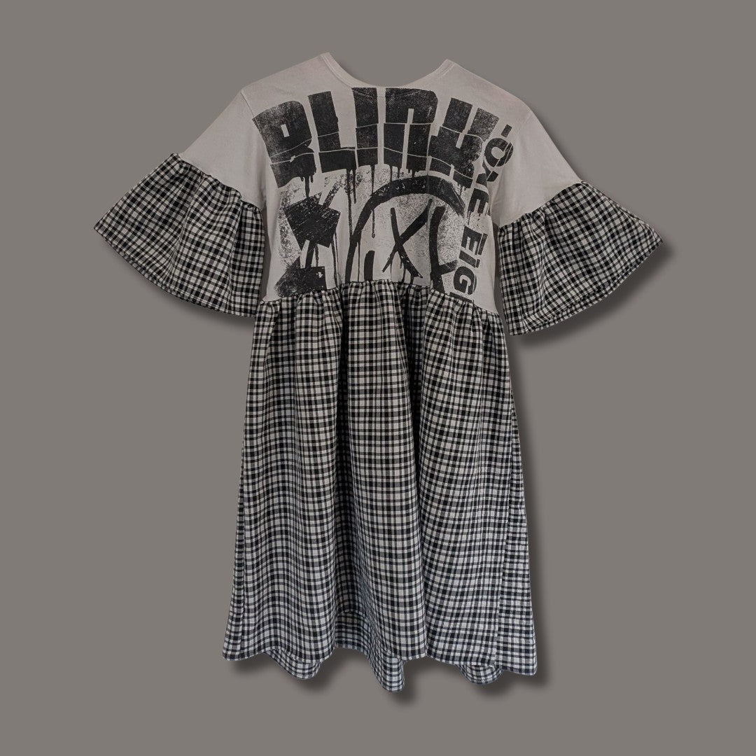 Blink-182 - Black and White Tartan Smock Dress (S/M)