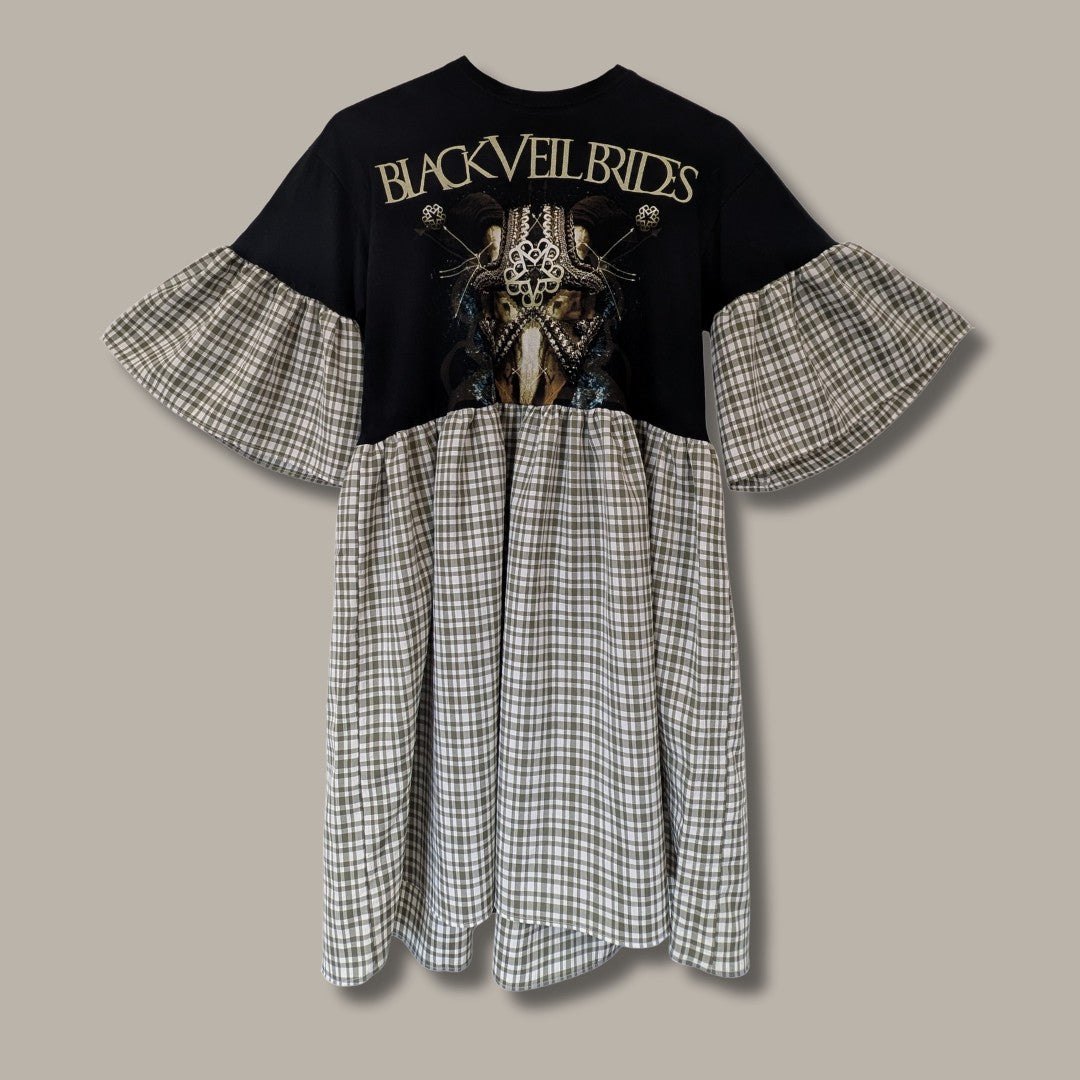 Black Veil Brides - Stone and White Tartan Smock Dress (M)