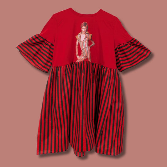 David Bowie - Black and Red Stripe Smock Dress (L/XL)