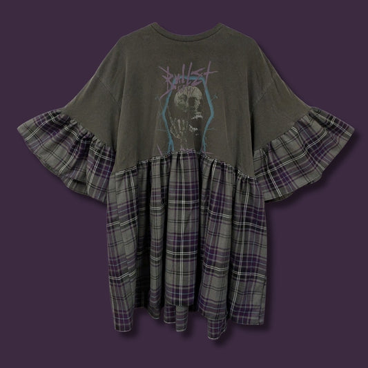 Bullet For My Valentine - Grey and Purple Tartan Smock Dress (3XL)